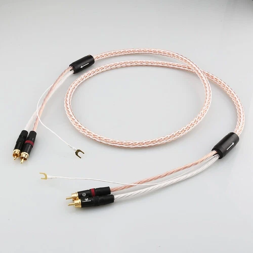 8TC 7N OCC Pure Copper Audio Phono RCA Cable with Ground Cord RCA to RCA Plugs - Picture 3 of 6