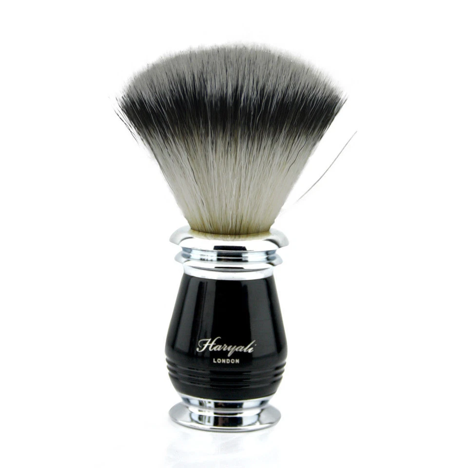 Juego de 3 piezas de afeitado con soporte de cepillo sintético y maquinilla de afeitar de 3 bordes en negro para hombre Foto 4 de 4