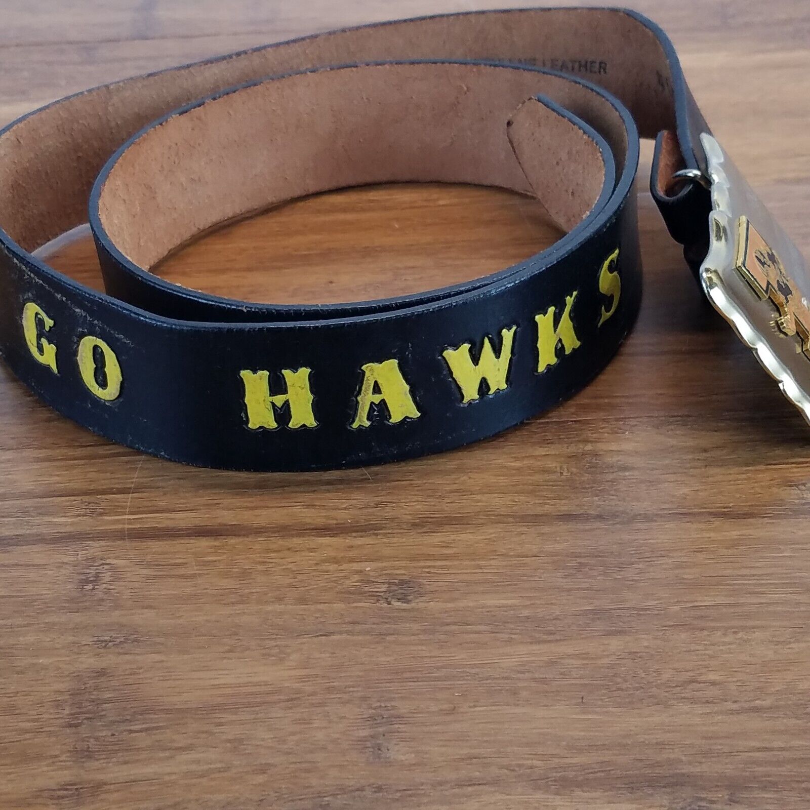 Vintage Go Hawks Iowa 1983 Homecoming Buckle Belt… - image 3