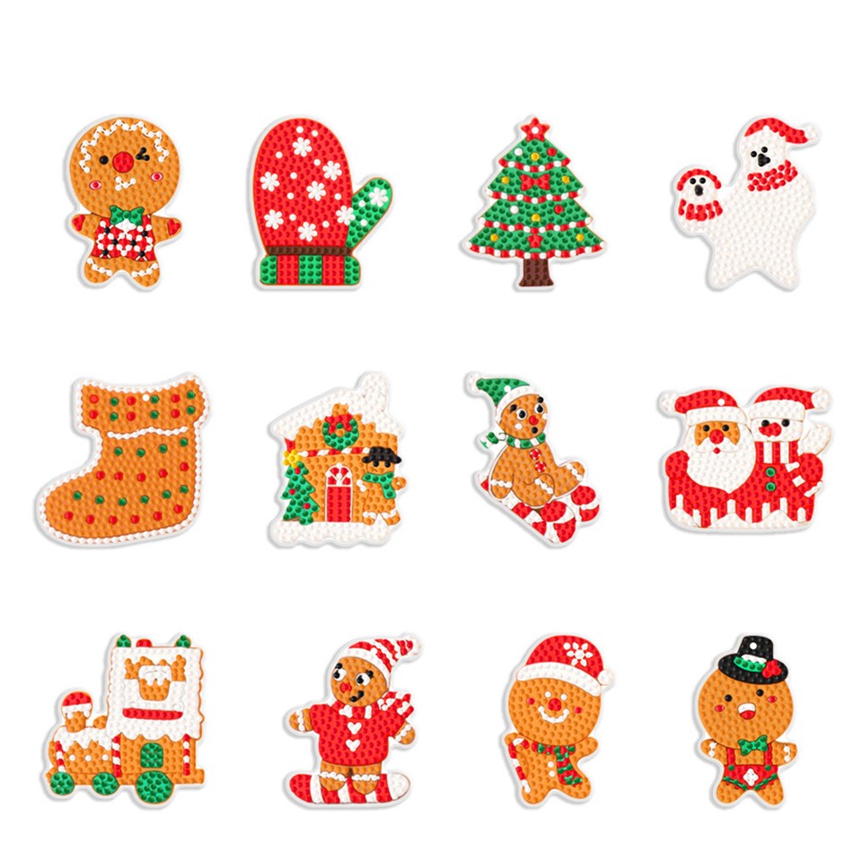 12Pcs Acrylic Christmas Hanging Diamond Painting Art Kits for Christmas