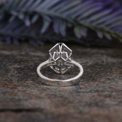 4Ct White Emerald Cut CZ Engagement Wedding Ring Solid 925 Sterling ...