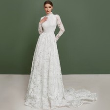 Muslim A-line Wedding Dresses Design Lace Applique Full Bride Dresses robe de