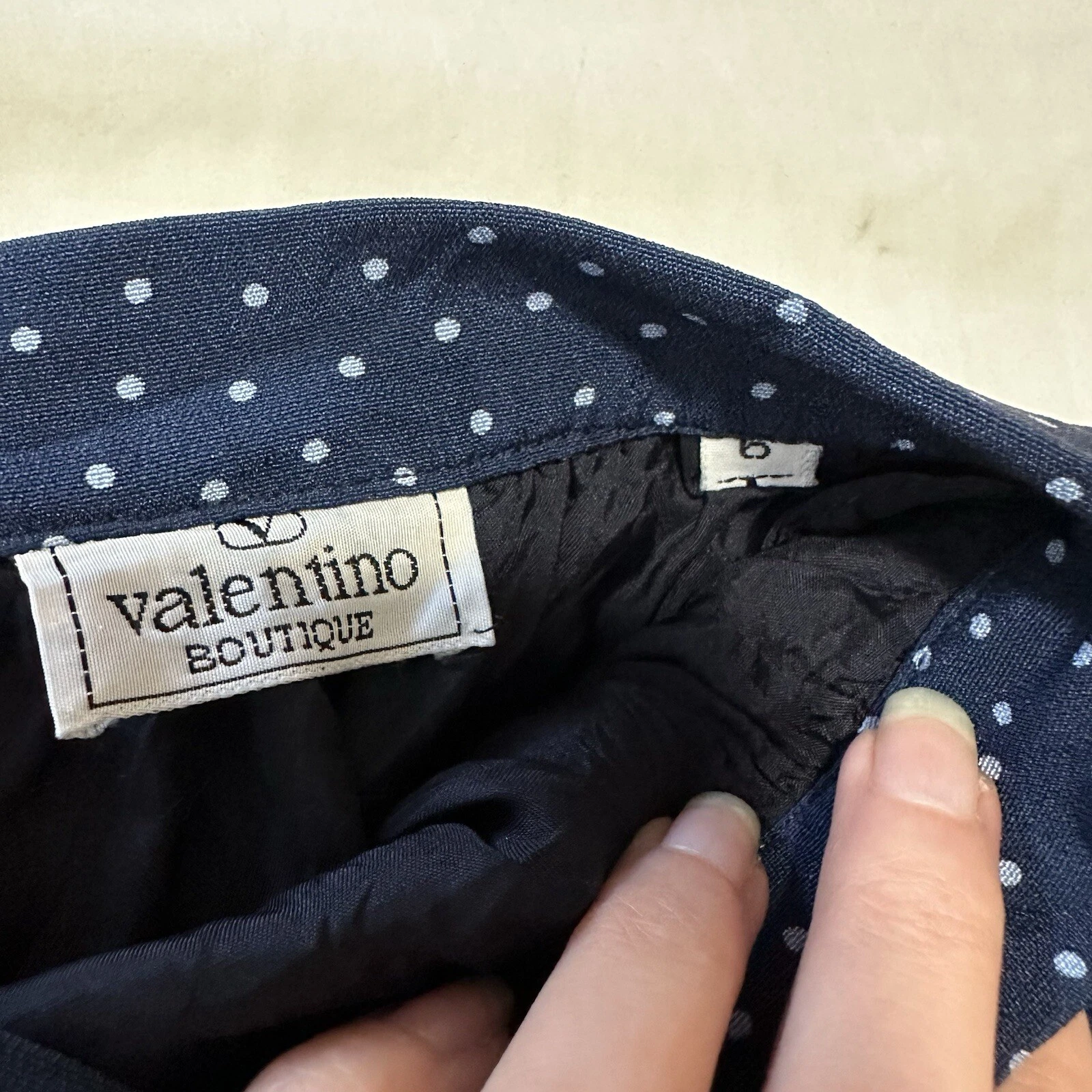 Gonna a matita vintage 90 Valentino a pois vita alta con tasche taglia 6