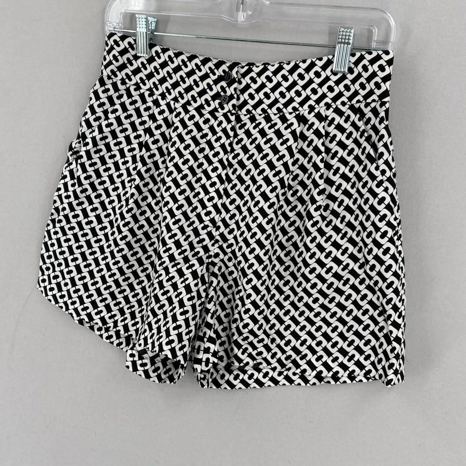 Culotte corto de seda para mujer Diane Von Furstenberg talla 2 negro blanco geométrico Foto 3 de 4