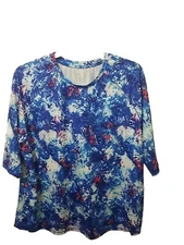 Reel Legends Keep It Cool Blue/Red Speckled Short Sleeve Shirt  2X