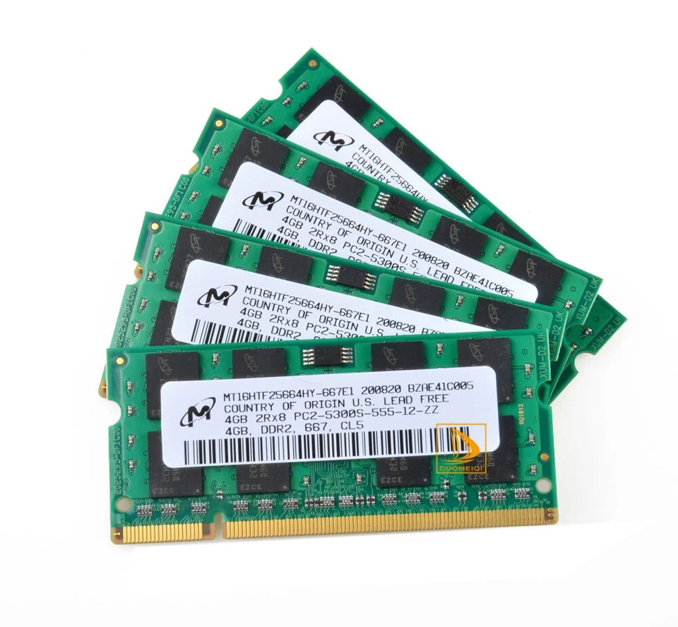 4pcs Micron 4GB 2Rx8 PC2-5300S DDR2 667Mhz 200Pin RAM Memory Laptop SO-DIMM - Image 2 of 4