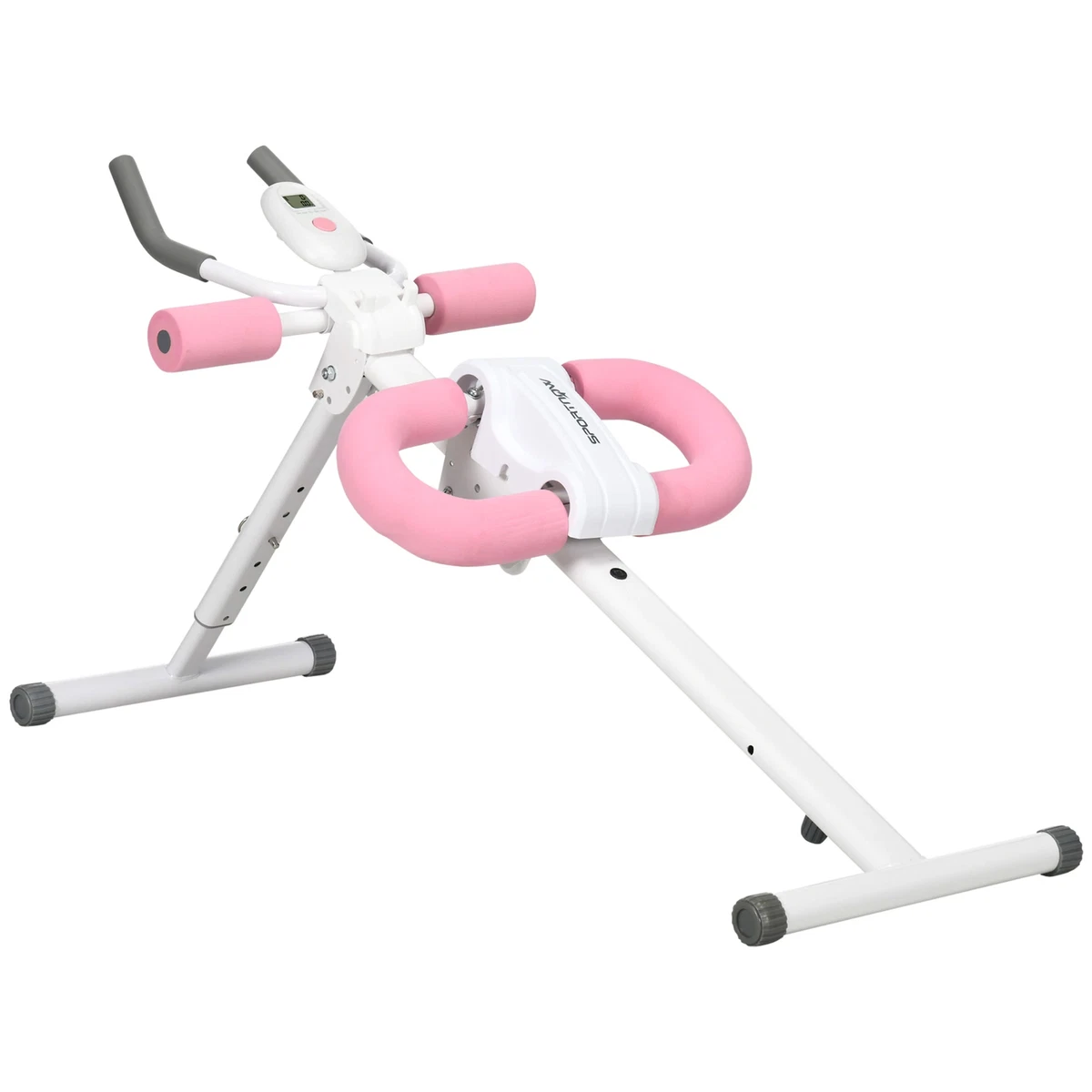 Foldable Abs Workout Machine Core Training Gym Equipment LCD Monitor Pink/White