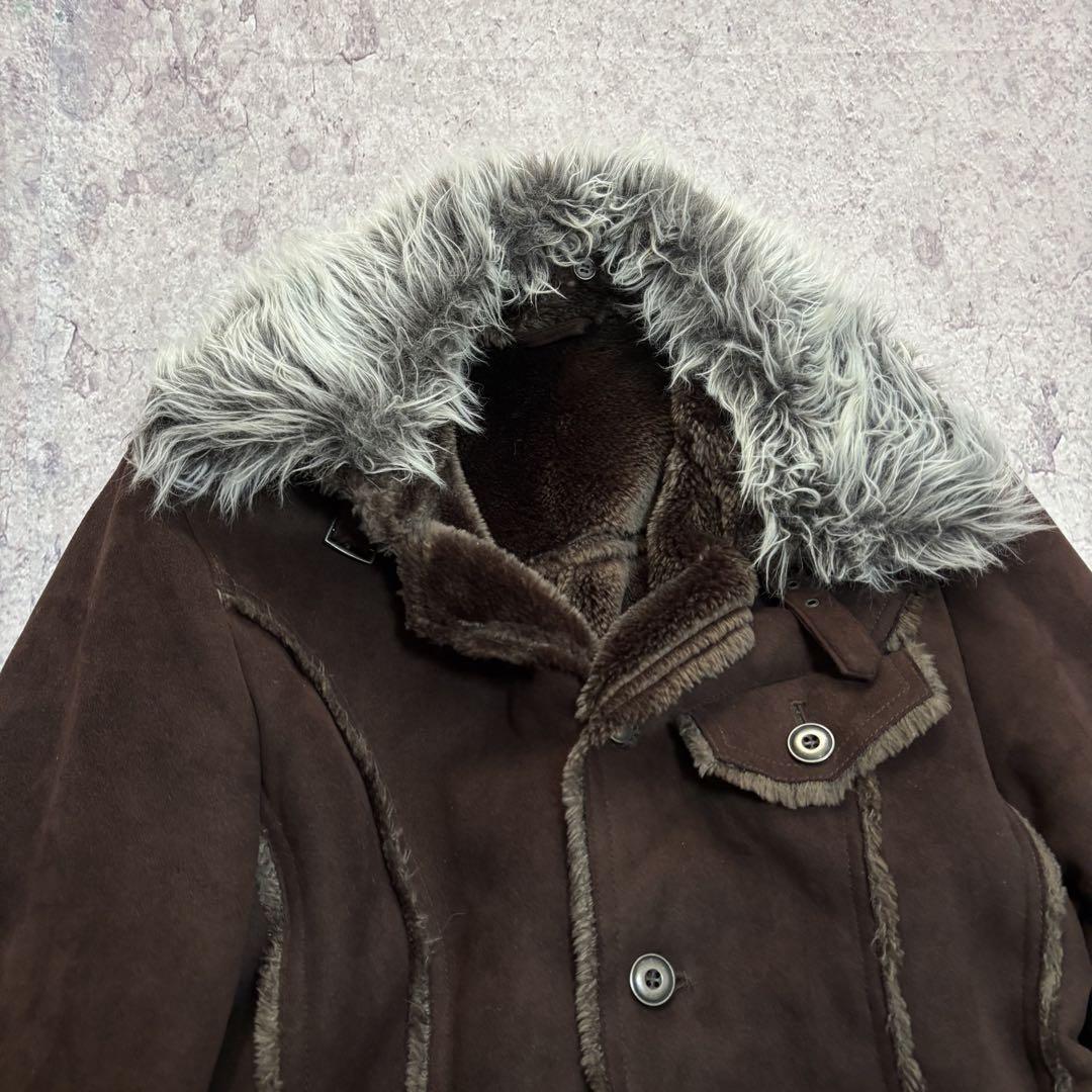 archive grunge fur fake mouton coat y2k