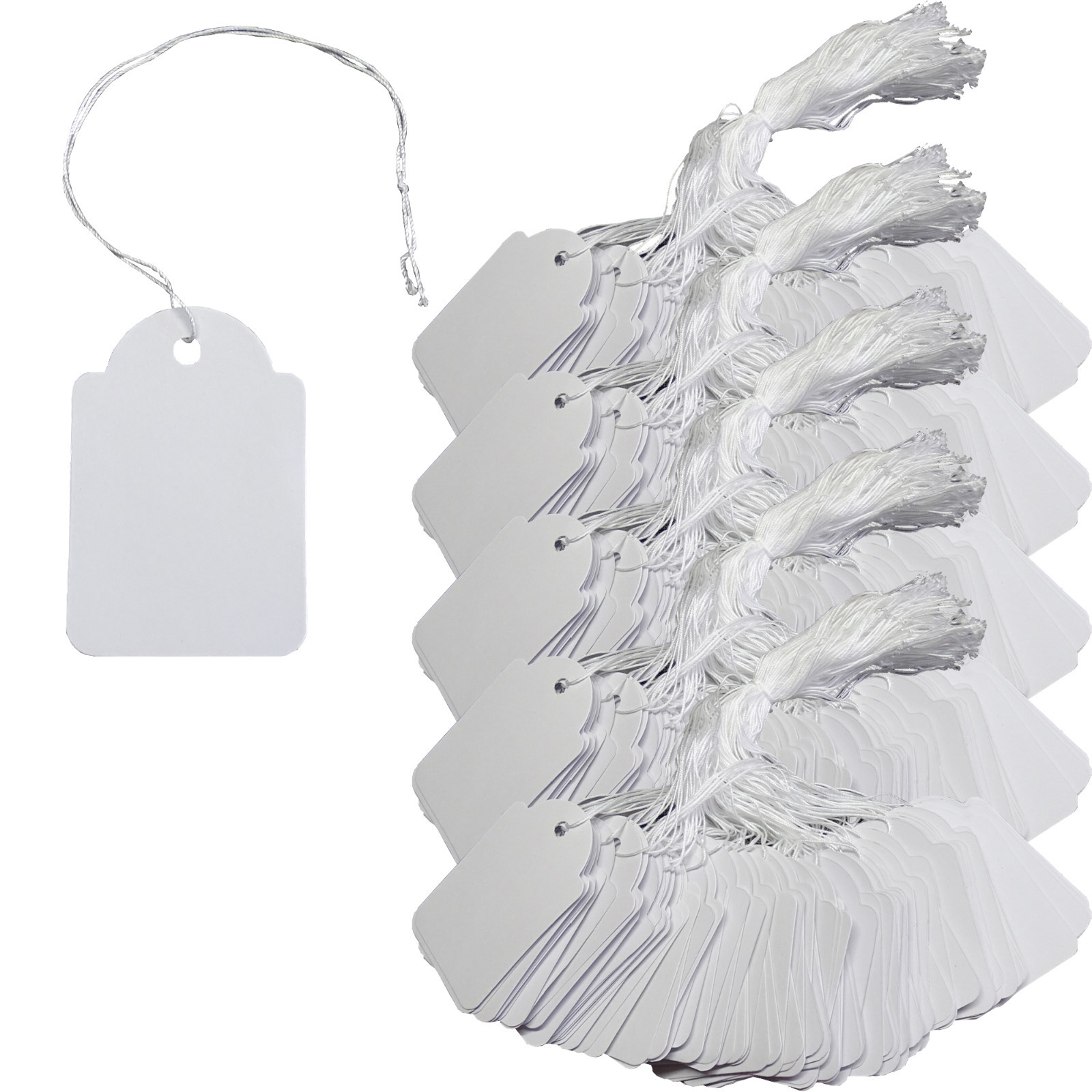 1.000 Kartonetiketten 35x75mm Weiß - Auf Rolle Mit 3mm Fadenlochung Für PB-Onlinehandel