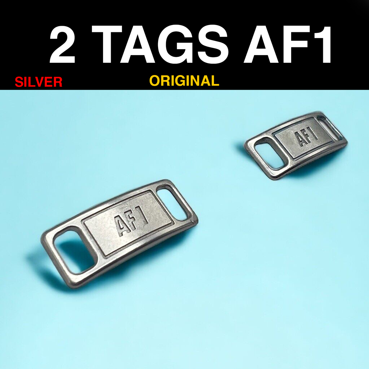 PCS ORIGINAL SILVER NIKE AF1 REPLACEMENT LACE LOCKS METAL TAGS AIR FORCE  ONE