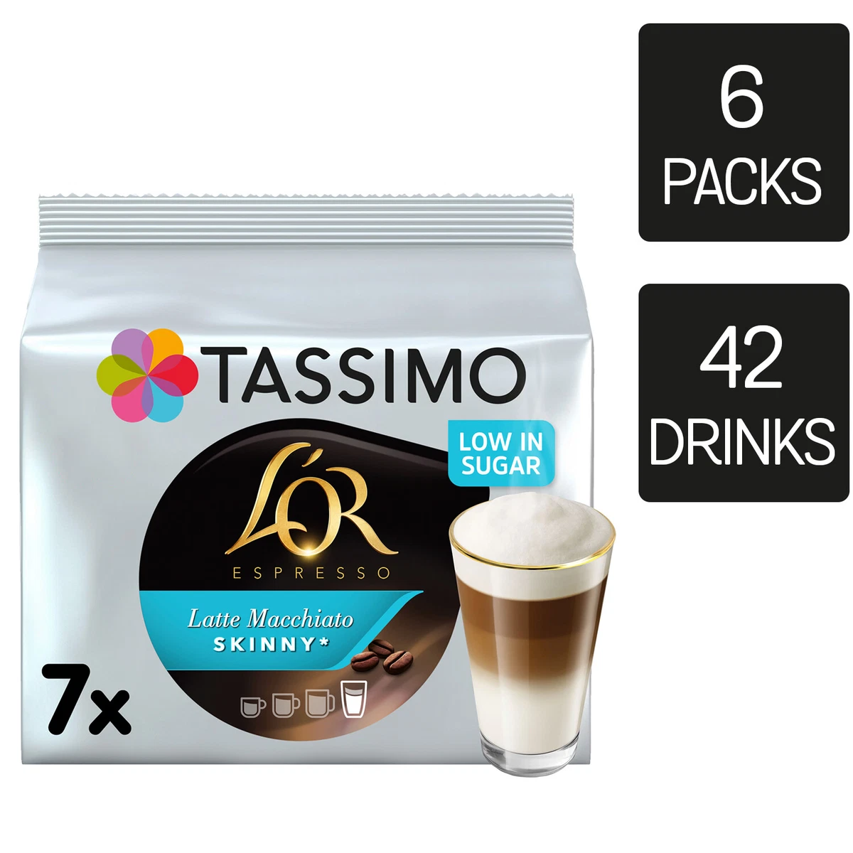 Tassimo Coffee Pods L'OR Latte Macchiato Skinny 6 Packs (42 Drinks