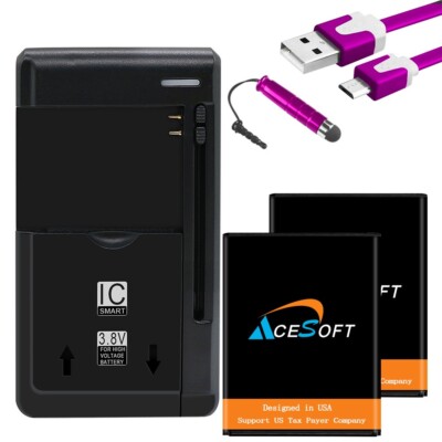 High Capacity 2 x 1500mAh Battery Charger Cable Stylus for Coolpad Snap 3312A US