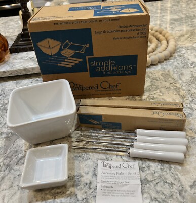 Vintage 2003 Pampered Chef Fondue Set #1965 READ
