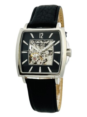 Kenneth Cole KC1451 Men's Automatic Skeleton Luxury Black Leather