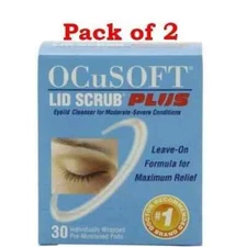 OcuSoft Lid Scrub Plus Eyelid Cleanser Individually Pre-Moistened 30 ct 2 Pack