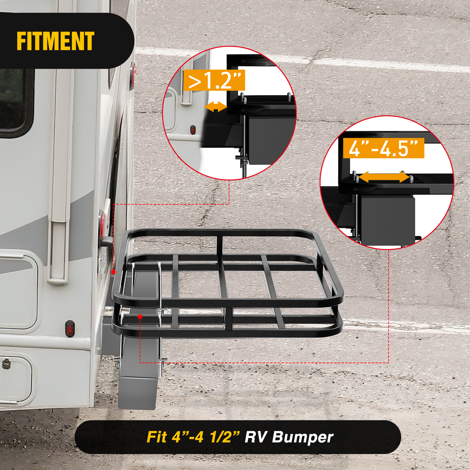 Nilight 32??26??4Inch RV Bumper Mounted Cargo Rack Carrier with Net ...