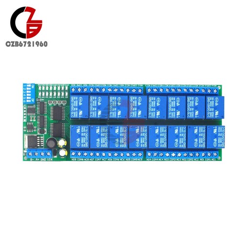 DC12V 8/16Channel RS485 Relay Module Modbus RTU PLC Expaning Board DIN Rail Case - Picture 8 of 19