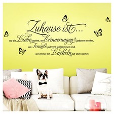 Wandtattoo Wandsticker Wandaufkleber Wohnzimmer Spruch Zitat Zuhause ist W3058