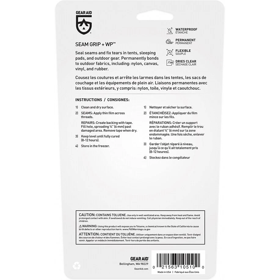 Водонепроницаемый герметик GEAR AID Seam Grip клей для палаток, на открытом воздухе, прозрачный, 1 унция - Изображение 3 из 4