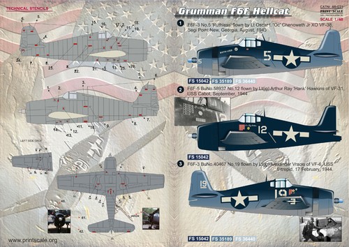 Print Scale 48-071 - 1/48 Decal for Grumman F6f Hellcat - Picture 2 of 12