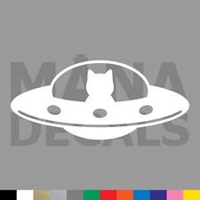 UFO Cat Vinyl Die Cut Decal Sticker - Alien ET Fun