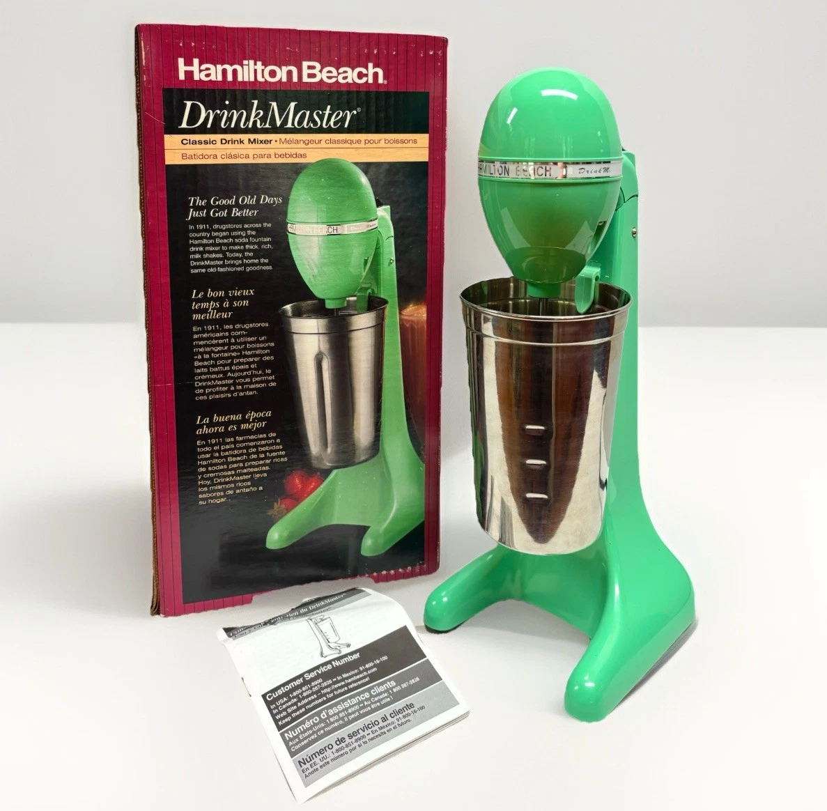 Hamilton Beach DrinkMaster Retro Mixer w/ Box & Manual, Mint Green 65250 TESTED
Opens in a new windo