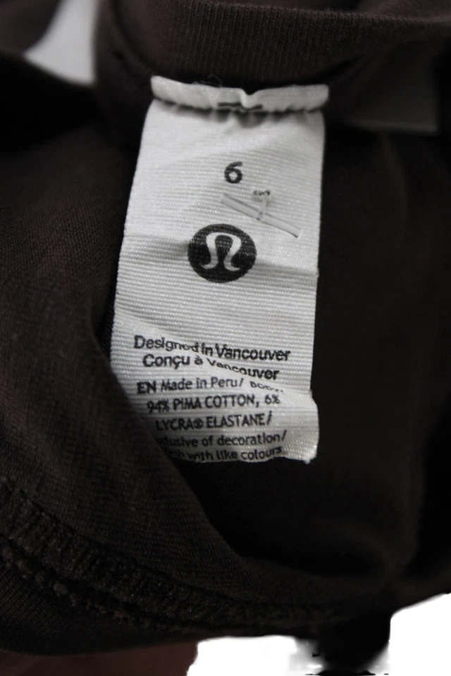 Túnica básica Lululemon para mujer marrón cuello en V manga larga algodón pima talla 6 Foto 4 de 4