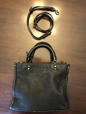American Leather Co. Black Double Top Handle Satchel Crossbody Purse EUC Jamesto