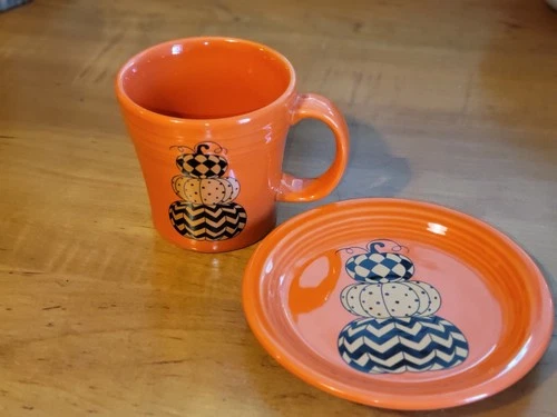 Fiesta Dinnerware Geo Pumpkins Mug And Appetizer Plate