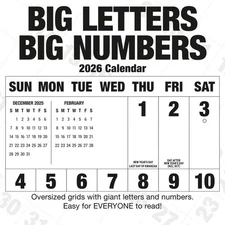 Carousel Calendars,  Big Letters Big Numbers 2026 Wall Calendar, 12.01'' X 12.01