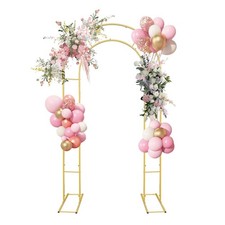 7.2FT Gold Arch Backdrop Stand, Balloon Flower Metal Arch Backdrop for Weddin...