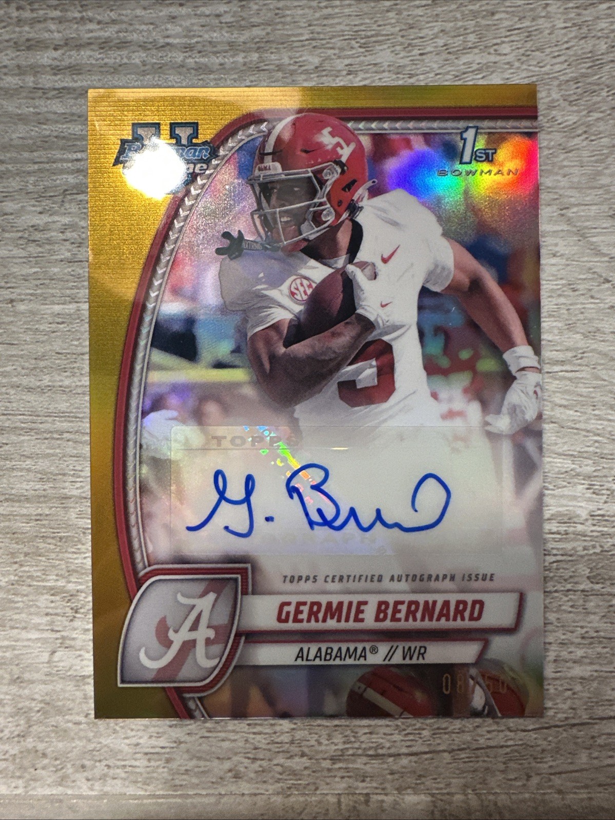 GERMIE BERNARD 2024 BOWMAN CHROME UNIVERSITY PROSPECT GOLD REFRACTOR AUTO /50