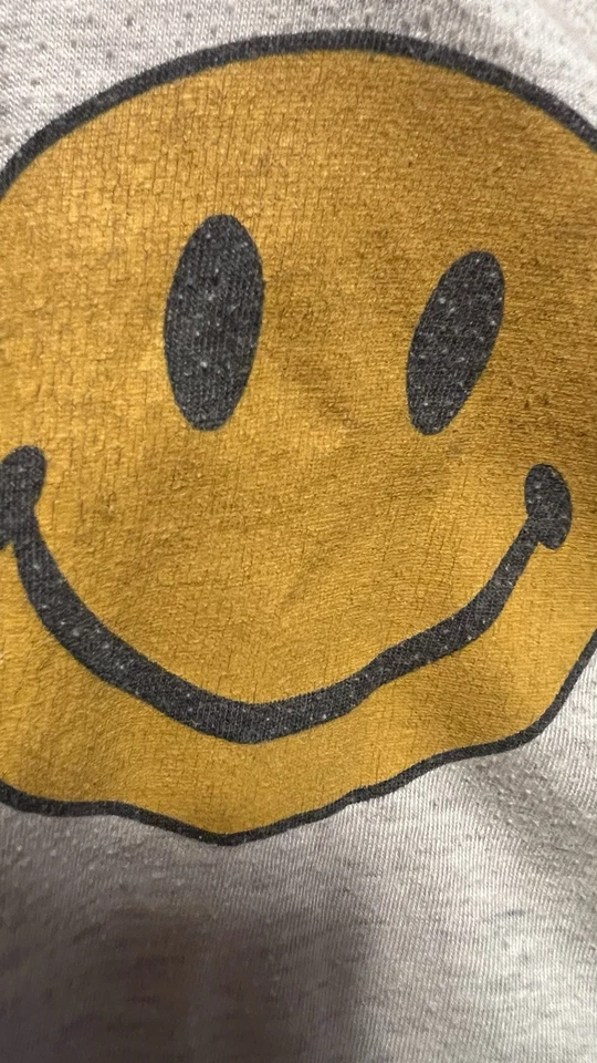 Camiseta Pullover Aviator Nation Smiley Face XL Crema Poli Algodón Mezcla Foto 4 de 4