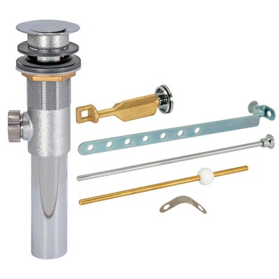 EZ-FLO Pop-Up Lavatory Sink Drain Assembly Heavy Pattern with Lift Rod and Ov...