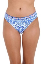 La Blanca Alboran Sea Blue Banded Hipster Bikini Bottom size 12 New with Tag 69