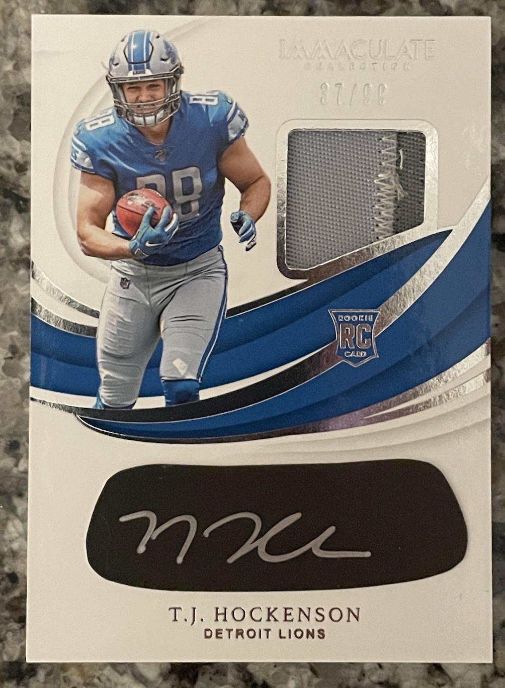 TJ Hockenson Panini Immaculate Rookie Eye Black Jersey #TJH Autograph