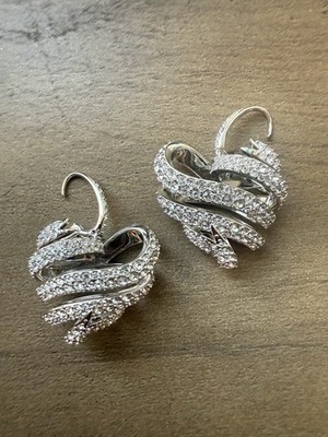 Authentic Swarovski Heart Diamond Crystal Dangling Earrings