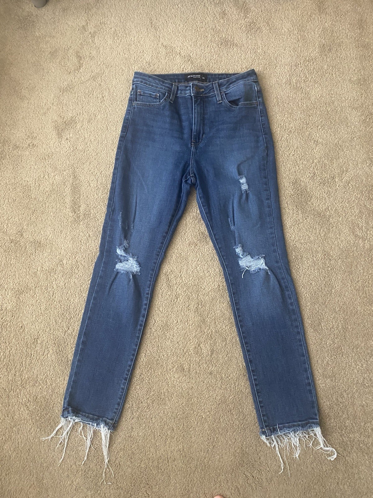 Just Black Denim Jeans High Rise Skinny Distressed Frayed Hem Women’s Size 30