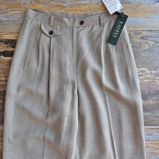 Vintage NWT Lauren Ralph Lauren Glen Check Wool Blend Pleat Dress Pants Women 10