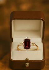 2.00 Ct Emerald Cut Natural Ruby & Diamond Wedding Ring 14K Yellow Gold