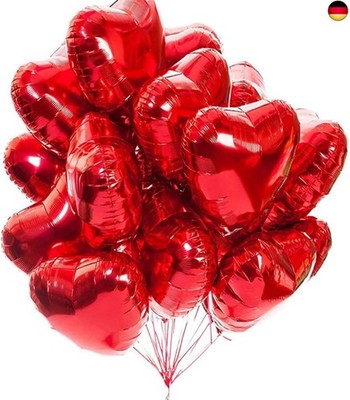 Pack of 20 Red Heart Balloons Valentine's Day 18 Inch Heart Shape Helium