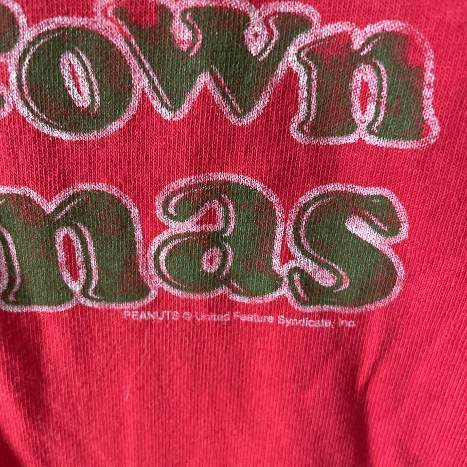 Peanuts Mens T Shirt Red Graphic Large Christmas Cotton Crew Neck Short Sleeve - Image 4 of 4
