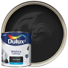 Dulux Matt Emulsion Rich Black 2.5L Interior Walls Ceiling Smooth Finish Quality