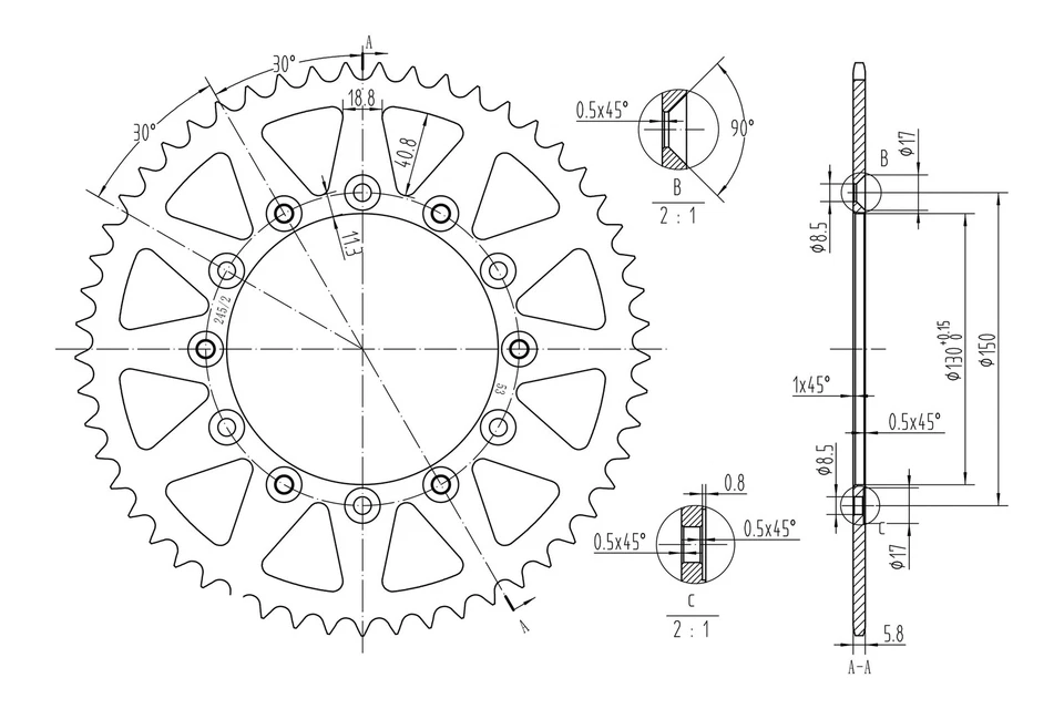 For Yamaha WR250R 2008-2017 BikeMaster 965117 520 Series Sprocket — 第 2/2 张图片