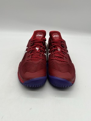 Asics Court FF Novak Men 10 Cranberry Red White Synthetic Tennis