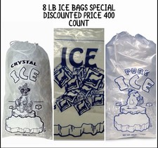 400 Commercial 8 LB LBS Plastic Ice Bags High Qualit With Drawstring NEW