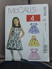 5793 McCall's Sewing Pattern Lined Easter Dress Girls Toddler Size 2-5 UNCUT New