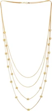 Statement Necklace Waterfall Multi-Strand Layered Long Chains with Ball Charm Pe