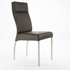 Lederstuhl Gatto Echtes Rindsleder | Besucher Esszimmer Edelstahl Stühle Braun