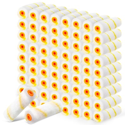 200 Pcs 4 Inch Mini Paint Roller Bulk Small Microfiber Roller Cover 1/2'' Nap ...